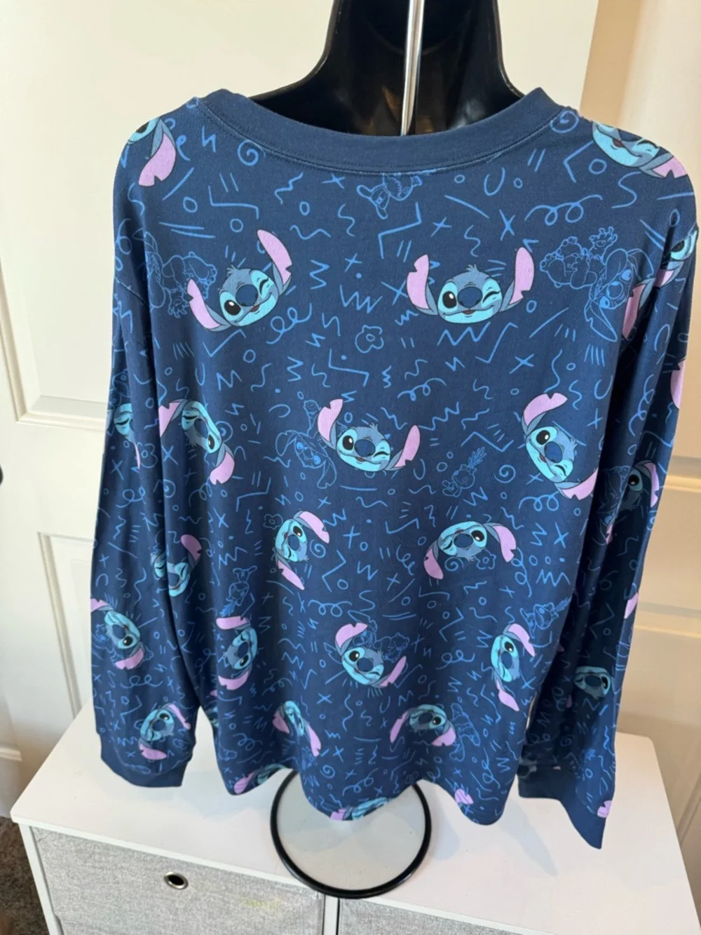 Disney Stitch Pajama Top - Navy and Light Blue - Picture 2 of 3